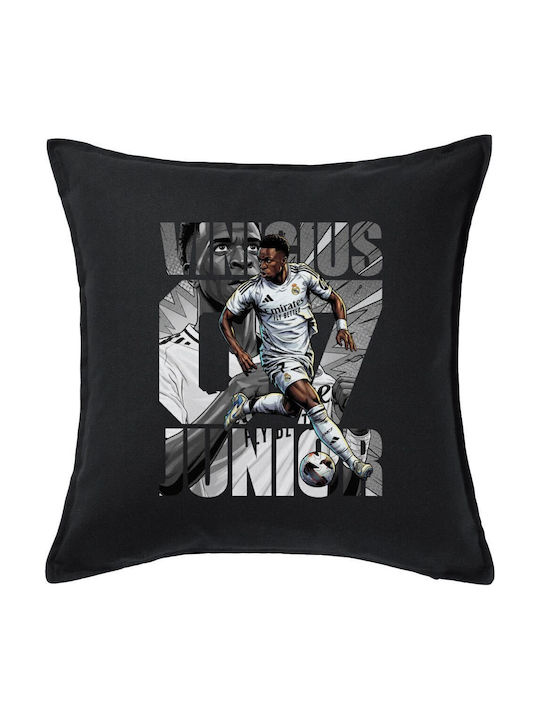 Kids Throw Pillow Couch Black 100% Cotton Includes Filling 50x50cm