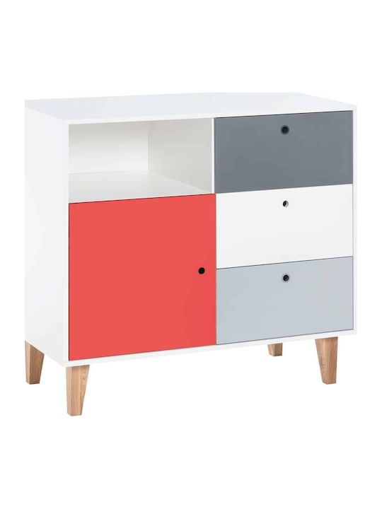 Comodă pentru copii Concept Roșu cu 3 sertare 103.2x45x96.2buc
