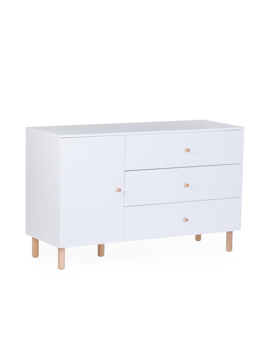 Kinderkommode Weiß mit 3 Schubladen 137x75x93cm