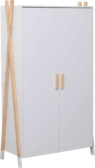 Paschal Δίφυλλη Ντουλάπα Λευκή 96x44x170cm