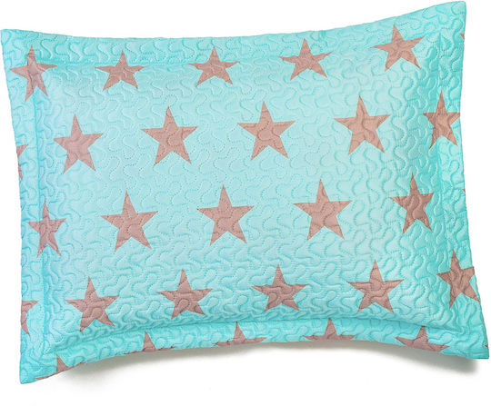Melinen Star Kids Pillowcase Set 50x70cm Aqua - Grey 2000040404
