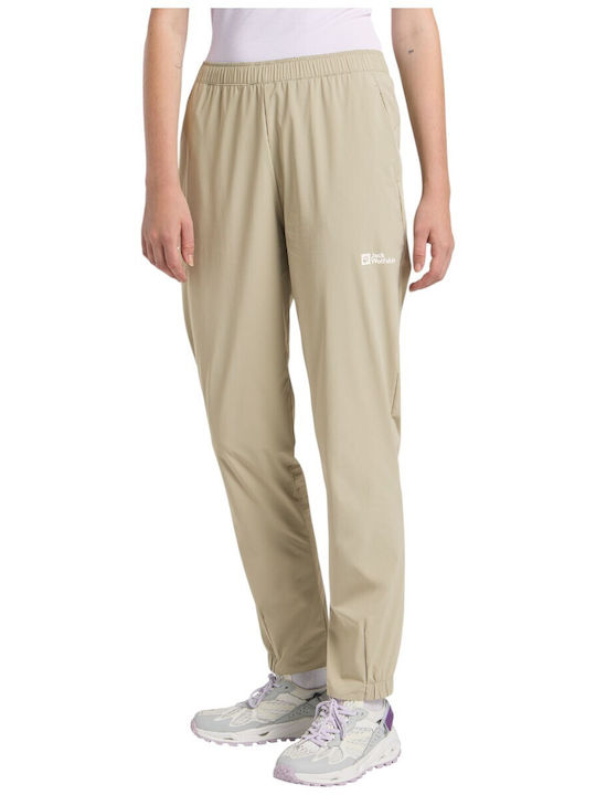 Jack Wolfskin Γυναικείο Μακρύ Παντελόνι Πεζοπορίας Μπεζ
