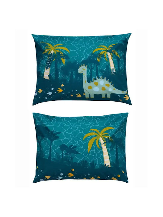 Kentia Set Kids Pillowcases from 100% Cotton 50x70cm Petrol Green