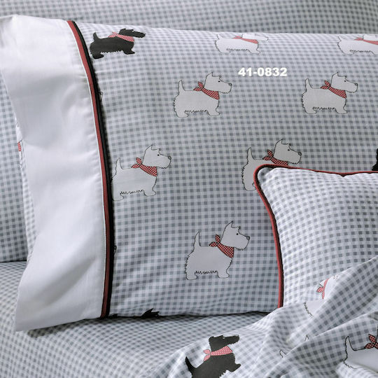 Down Town Home Kids Cotton Satin Pillowcase Set 52x75cm Grey-Red