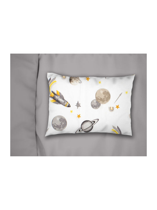 Dimcol Space Kids Cotton Pillowcase 50x70cm White-grey