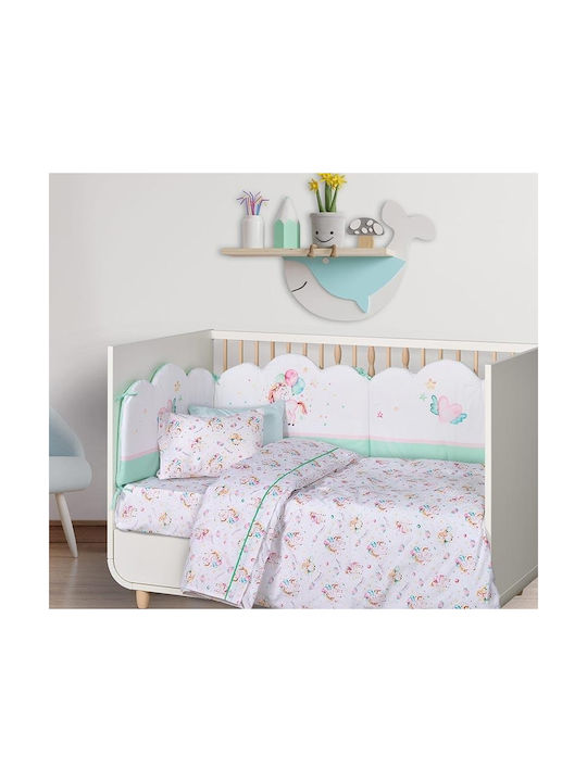 Das Home Σετ Βρεφικά Σεντόνια Κούνιας Βαμβακερά Mint - Pink - White 130x170εκ. 3τμχ
