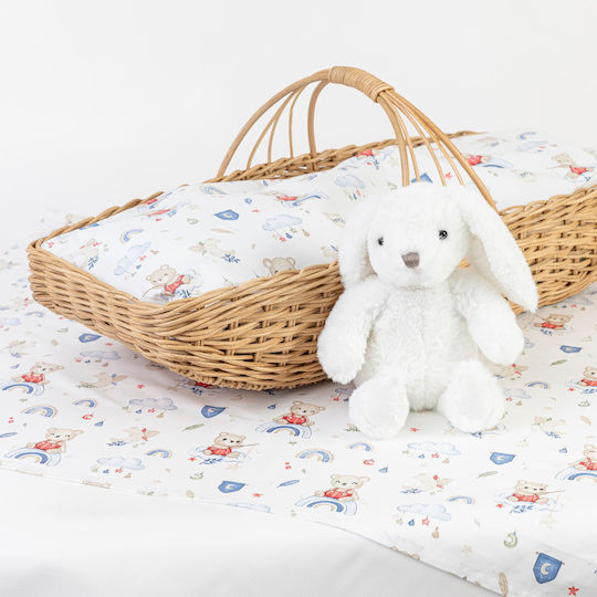 Borea Fishing Baby Sheets Set Cradle Cotton Sky Blue Light Blue 70x120cm 2pcs