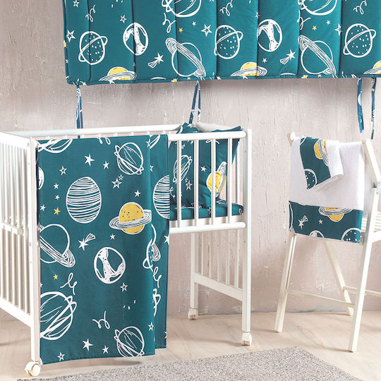 Rythmos Saturn Crib Bumpers Classic Inside Petrol Blue 43x200cm