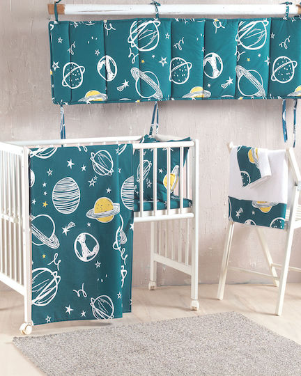 Rythmos Saturn Crib Bumpers Classic Inside Petrol Blue 43x200cm