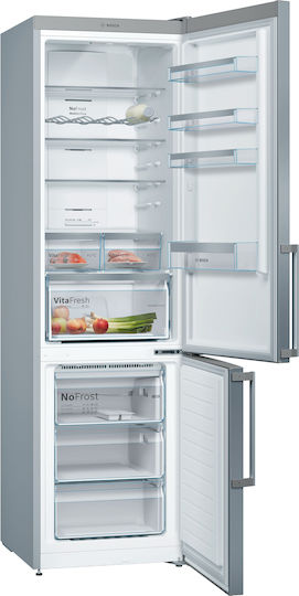 Bosch Fridge-Freezer 368lt Total NoFrost H203xW60xD66cm Metal Look KGN397LEQ