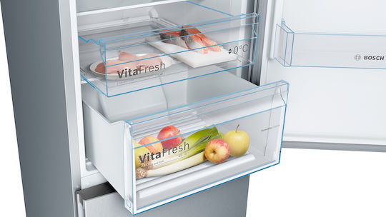 Bosch Combină frigorifică 326lt Total NoFrost Î186xL60xA66cm. Metal Look KGN36VLED