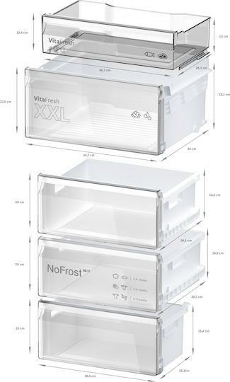 Bosch Combină frigorifică 363lt Total NoFrost Î203xL60xA66cm. Negru KGN392XCF