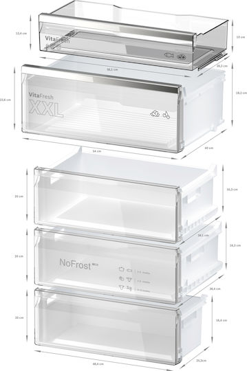Bosch Ψυγειοκαταψύκτης 440lt Total NoFrost Υ203xΠ70xΒ66.7εκ. Inox KGN49AICT