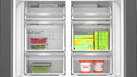 Bosch Ψυγείο Ντουλάπα 574lt Total NoFrost Υ183xΠ90.5xΒ73.1εκ. Inox KFI96AXEA