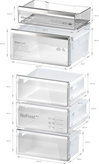 Bosch Kühl-Gefrierkombination 363Es Total NoFrost H203xB60xT66.5cm. Inox KGN394ICF