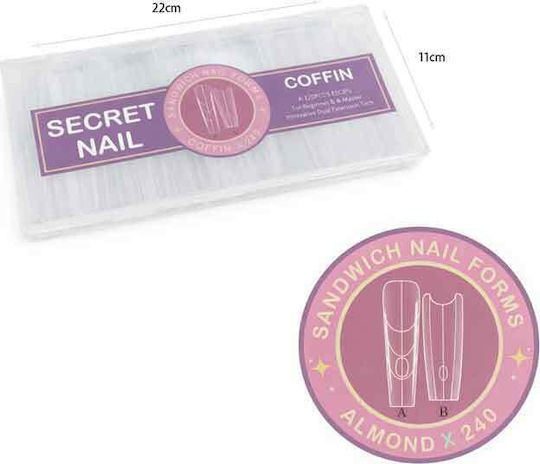 Artificial Nails Nail Forms Sandwich Coffin 240 Pieces Box Sandwich Nail Forms Coffin 240pcs Box