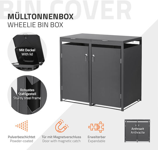 Mülltonnenbox für 2 Tonnen bis zu 240 Liter Anthrazit Stahl Ml Design