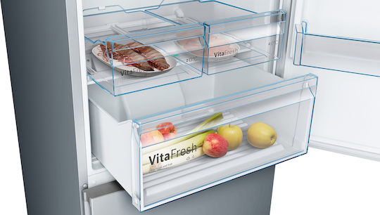 Bosch Ψυγειοκαταψύκτης 438lt Total NoFrost Υ203xΠ70xΒ67εκ. Brushed Steel Anti-Fingerprint KGN49XIEA