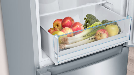 Pitsos Combină frigorifică 305lt Total NoFrost Î186xL60xA66cm. Inox PKNB36NLE0
