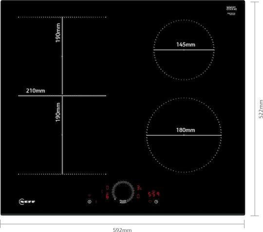 Neff N 70 Smart Induction Cooktop Autonomous with Child Lock Function 59.2x52.2εκ.