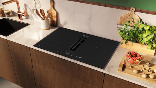 Neff N 90 Plită cu Inducție Cu ramă Autonom cu Hota 83.4x52.7εκ. Deep Black