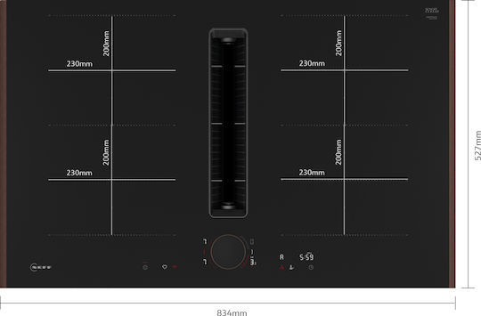 Neff N 90 Induction Cooktop Autonomous with Hood 83.4x52.7εκ. Anthracite Grey