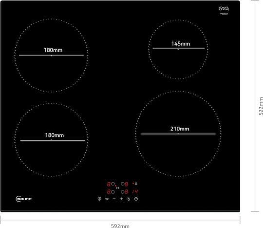 Neff N 30 Induction Cooktop Autonomous with Child Lock Function 59.2x52.2εκ.