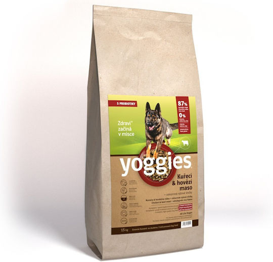 Dry Dog Food Chicken Beef Meat & Probiotics Cold Pressed Yoggies Mini 15kg