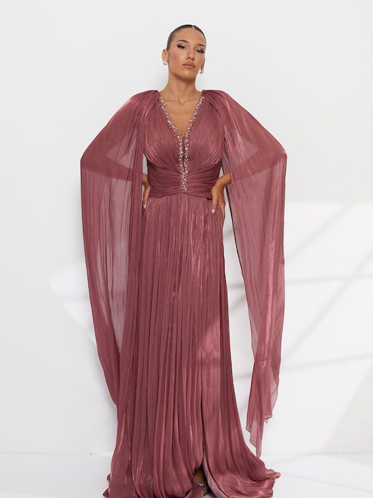 Sommer Maxi Abend Damenkleid Hemdkleid Rosa