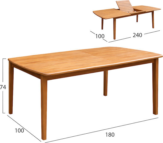 HomeMarkt Ausziehbarer Natürlicher Speisetisch 240+60x100x74cm HomeMarkt Ausziehbarer Natürlicher Speisetisch 240+60x100x74cm