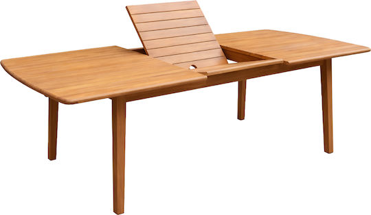 Fey Extendable Dining Room Table Made of Solid Wood Natural 240(+60)x100x74cm