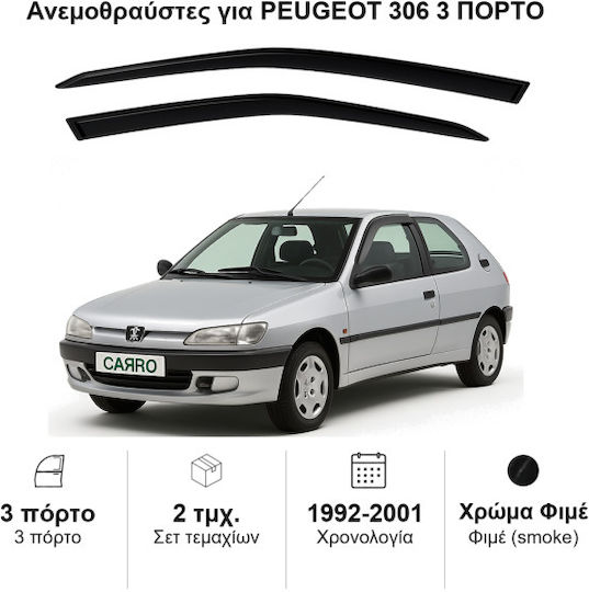 Heko Set of Windbreakers Front Car Dark Fime for Peugeot 306 2pcs