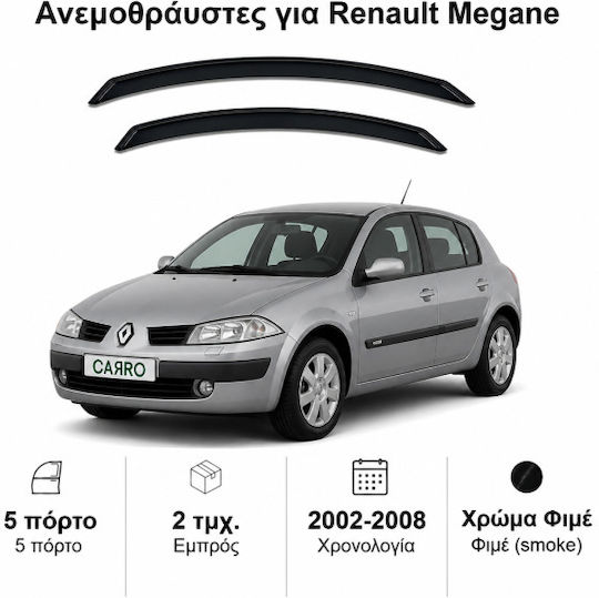 Heko Set deflectoare de vânt Dark Fime pentru Renault Megane 2buc