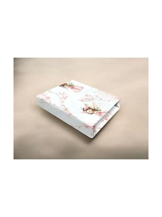 Qmini Set Lenjerii De Patut Bebe Pentru Patut Din Bumbac Cu Cauciuc Roz 120x60cm