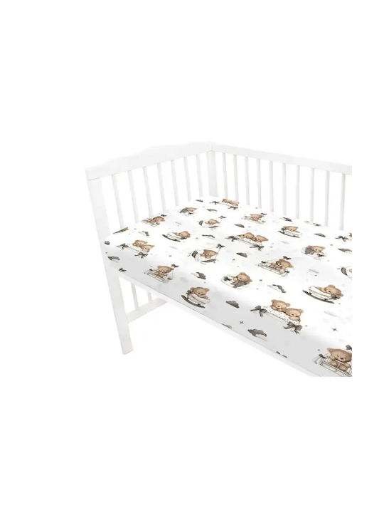 MimiNu Lenjerie De Patut Bebe Pentru Patut Din Bumbac Cu Cauciuc Bej 140x70cm