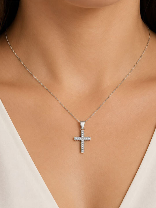 Ios Women's Silver Cross with Chain