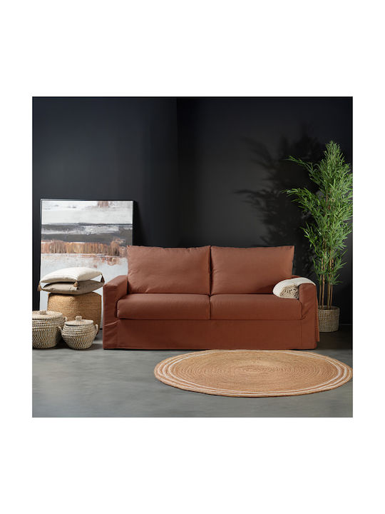 Ithaki Τριθέσιος Καναπές Κρεβάτι Terracotta 190x94x90εκ.