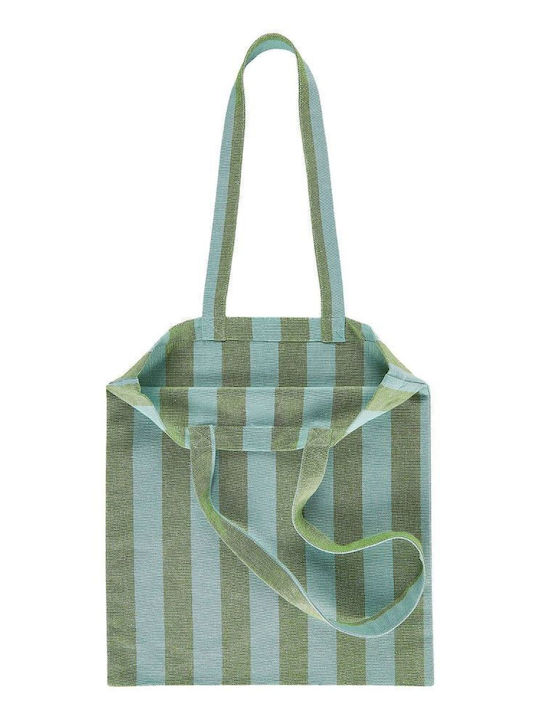 Spring Vibes Sacosa De Cumparaturi Dungi Verde Albastru Adancime 40cm Latime 35cm Inaltime 0,5cm