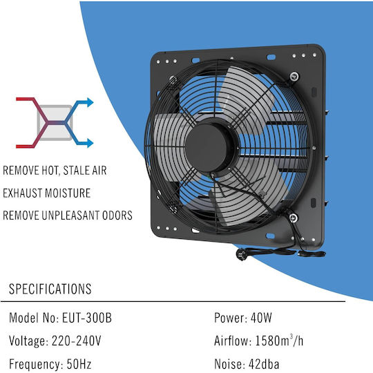Ventilator profesional de perete cu diametrul de 30 cm