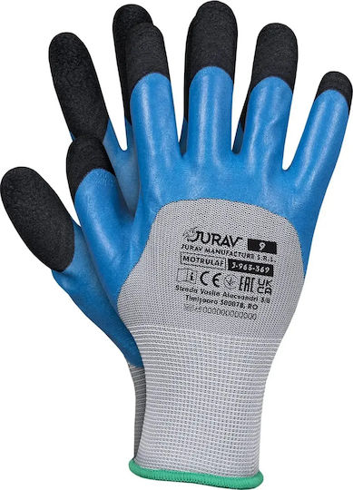 Reis Manusi de lucru Albastre Latex, Poliester/Piele