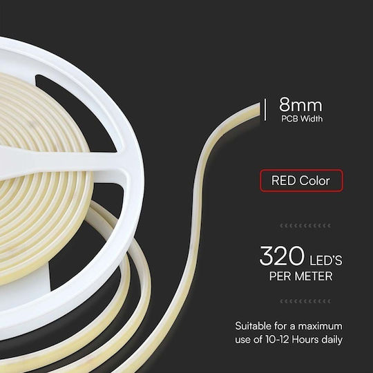 V-TAC Bandă LED impermeabilă 24V Lumină Roșie Tip COB