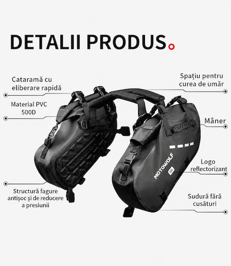 Motowolf Set de saci de șa pentru motocicletă 28lt în culoare neagră