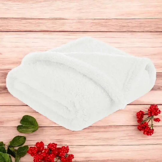 Qmini Κουβέρτα Αγκαλιάς & Λίκνου Fleece Λευκή 75x100εκ.