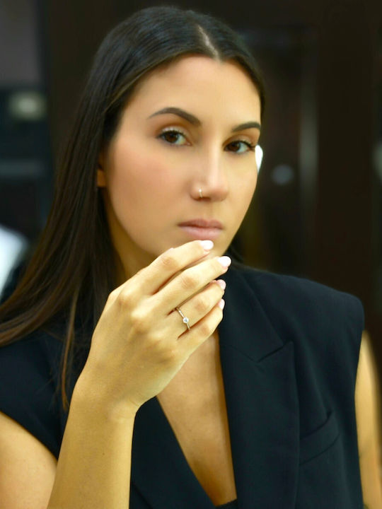 Mentzos Inel Din Aur Alb 18K Cu Diamant
