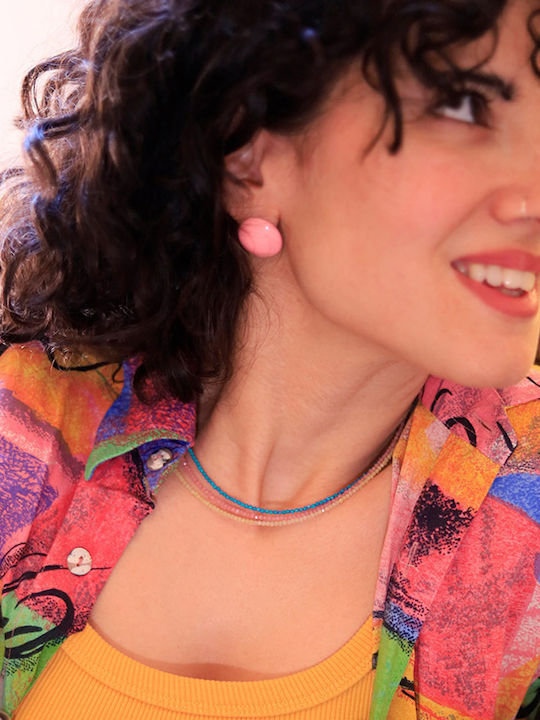 Theodora's Jewellery Colier Din Oțel Roz Plăcut Cu Aur Cu Mărgele Și Zircon Albastru JT-K120925-Albastru Theodora's Jewellery Colier Din Oțel Roz Plăcut Cu Aur Cu Mărgele Și Zircon Albastru JT-K120925-Albastru