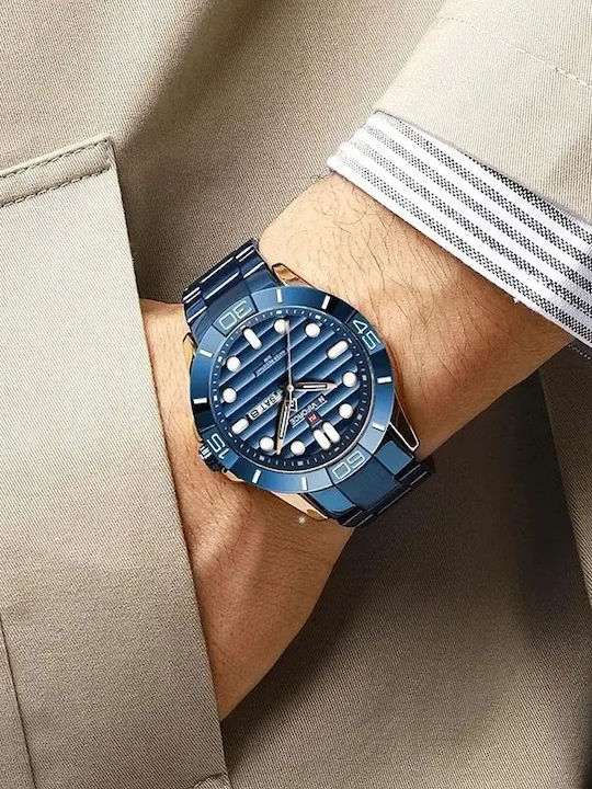 Naviforce Мъжки часовник на батерия със синя метална гривна Naviforce Мъжки часовник на батерия със синя метална гривна