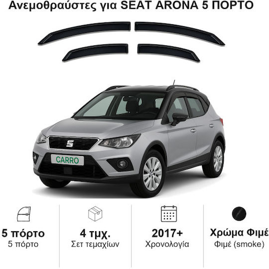 Heko Set of Windbreakers Front and Rear Car Dark Fime for Seat Arona 5D 2017 4pcs