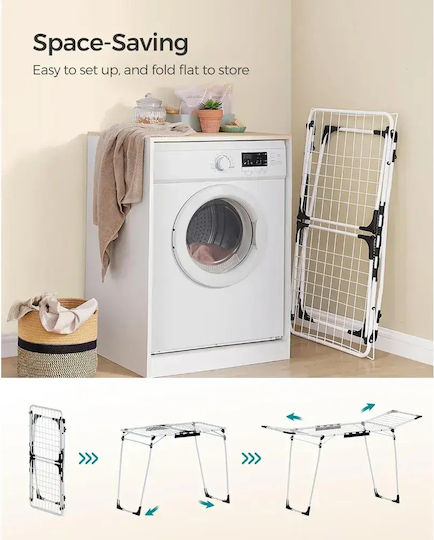 Songmics Folding Floor Clothes Drying Rack Stainless Steel with Hanging Length 18m