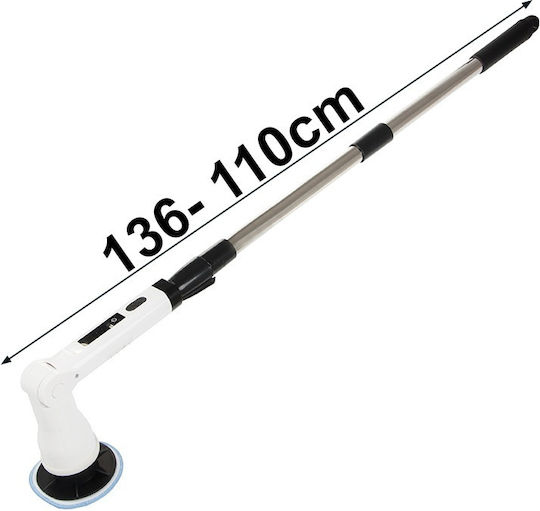 Perie electrică de curățare rotativă Zola 25W reîncărcabilă 8 accesorii mâner telescopic 110-136 cm albă
