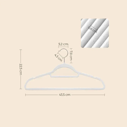 Songmics Agățători de Haine pentru Pantaloni Din Lemn Albe 50 Bucăți